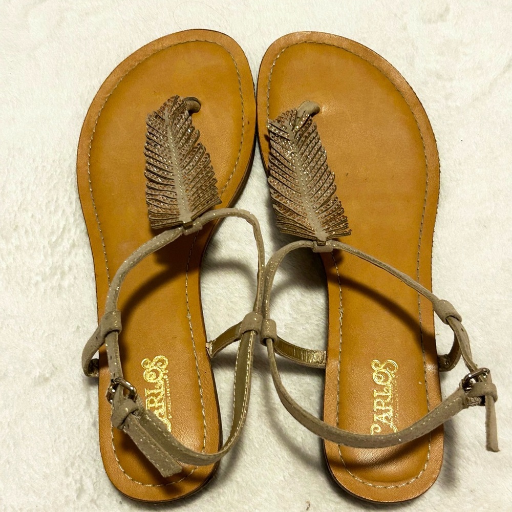 Tan Feather Sandals